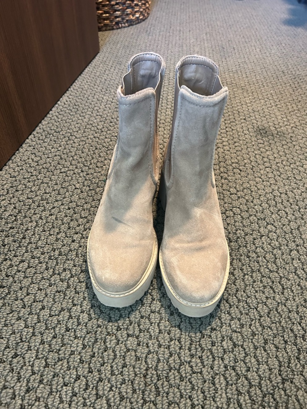 Dolce Vita Beige Suede Tan Platform Ankle Boots